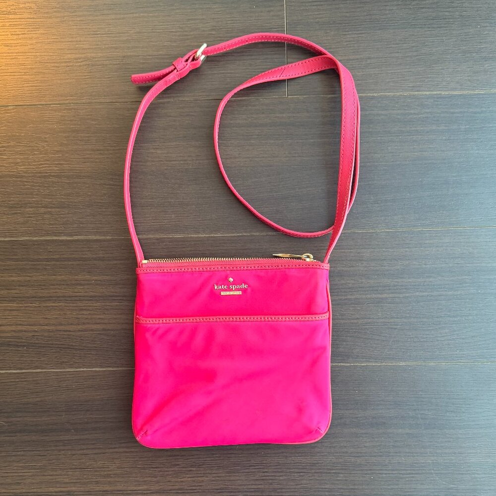 Kate Spade New York Hot Pink Nylon Crossbody Bag – Lightweight Everyday Purse